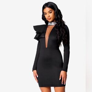 Dramatic Ruffle Plunge Dress by bebe